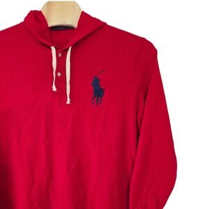 Polo‎ Ralph Lauren Mens Red Big Pony Hooded Pique Long Sleeve Shirt XXL TTG